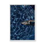 Yacht Ocean Modern Wall Art – Overhead Boat on Deep Blue Water