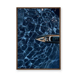 Yacht Ocean Modern Wall Art – Overhead Boat on Deep Blue Water