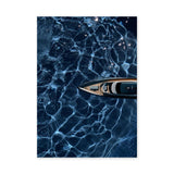 Yacht Ocean Modern Wall Art – Overhead Boat on Deep Blue Water