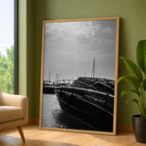 Yacht Photography Modern Wall Art – Black and White Marina Scene