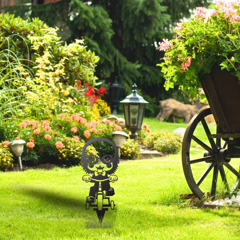 Bicycle Boy Metal Yard Art, Halloween Decor