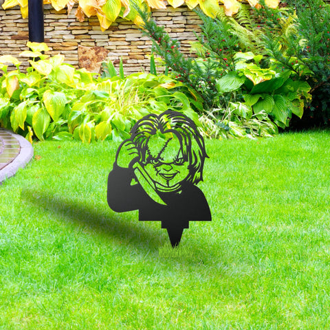 Scary Face Metal Yard Art, Halloween Decor