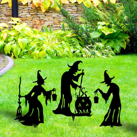 Three Witches Metal Yard Art, Halloween Decor