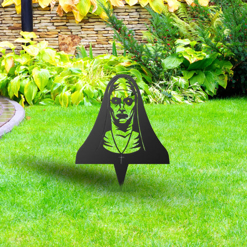 Scary Nun Metal Yard Art, Halloween Decor