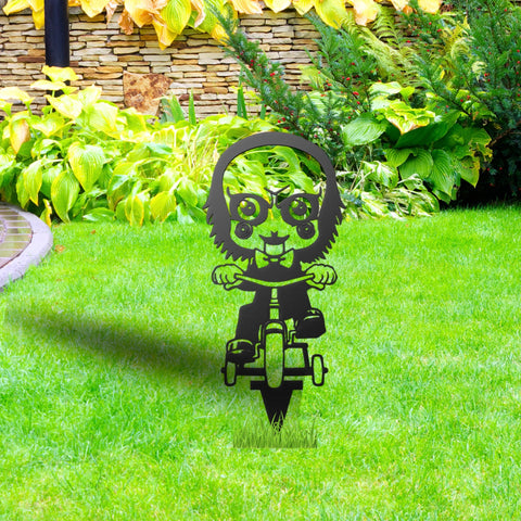 Bicycle Boy Metal Yard Art, Halloween Decor
