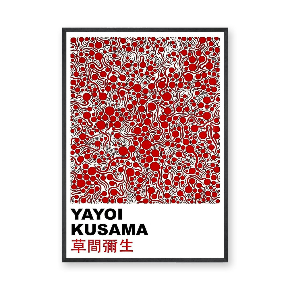 Yayoi Kusama Abstract Pop-Art Wall Art – Red Dot Typography Print