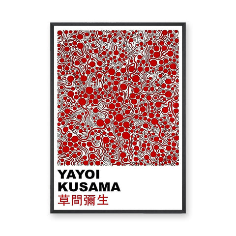 Yayoi Kusama Abstract Pop-Art Wall Art – Red Dot Typography Print