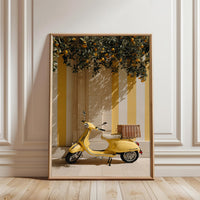 Yellow Vespa Aesthetic Wall Print – Lemon Scooter Print Decor