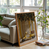 Yellow Vespa Aesthetic Wall Print – Lemon Scooter Print Decor