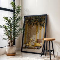 Yellow Vespa Aesthetic Wall Print – Lemon Scooter Print Decor