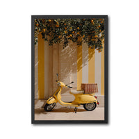 Yellow Vespa Aesthetic Wall Print – Lemon Scooter Print Decor