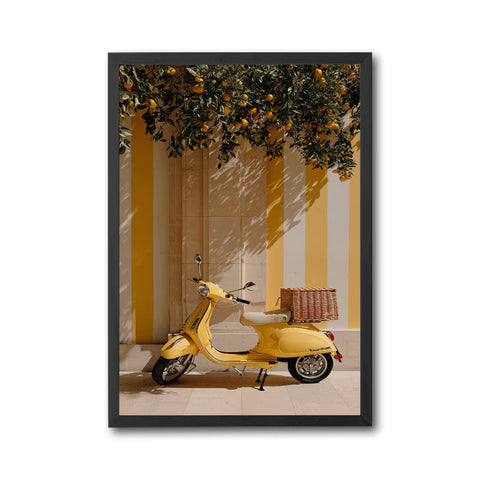 Yellow Vespa Aesthetic Wall Print – Lemon Scooter Print Decor