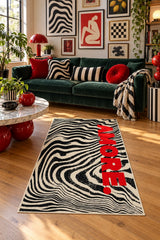 Zebra Amore Modern Area Rug in a living room