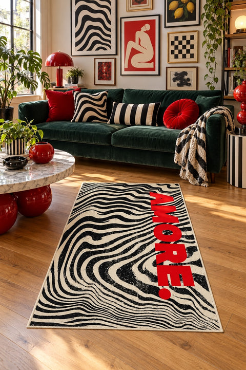 Zebra Amore Modern Area Rug in a living room