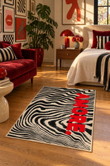 Zebra Amore Modern Area Rug in a bedroom